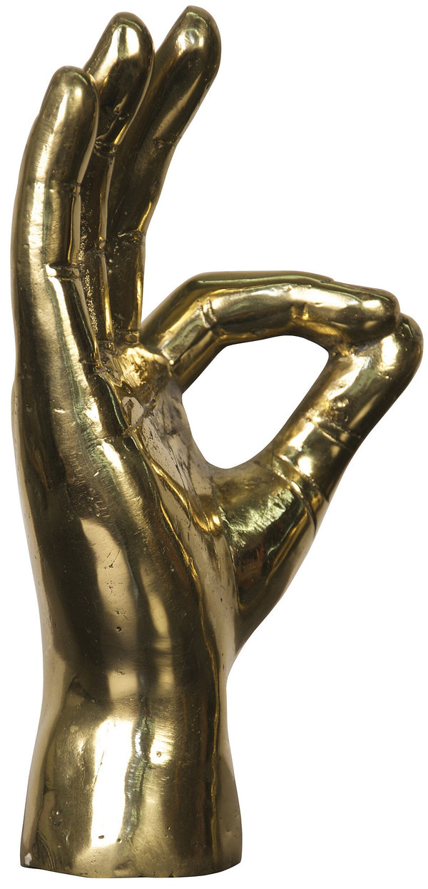 OK Sign Metal Alloy Sculpture in Antique Brass Finish