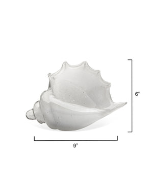 Triton Hand Blown Decorative Glass Shell, White