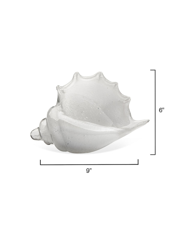 Triton Hand Blown Decorative Glass Shell, White