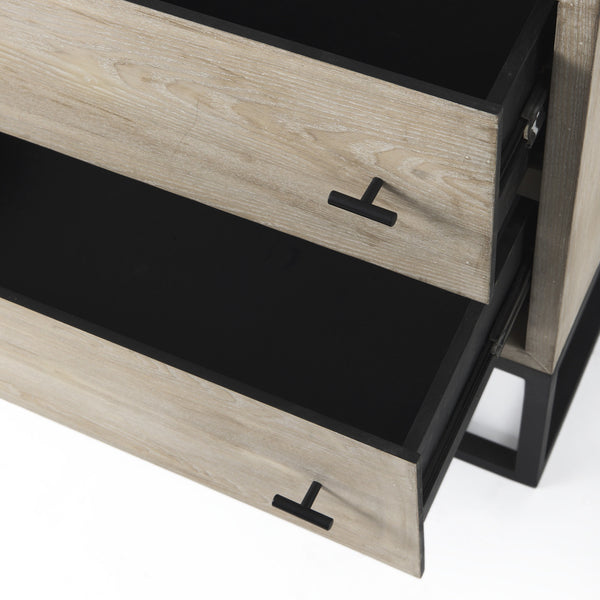 Ciara 32L x 16W Beige Fir Veneer 2 Drawer Accent Cabinet