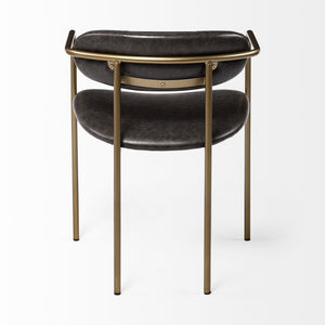 Parker Brown Faux Leather Seat Gold Metal Dining Chair
