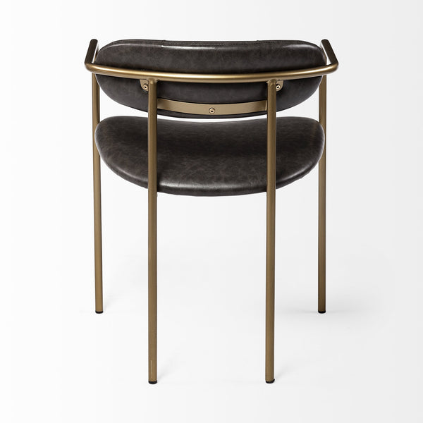 Parker Brown Faux Leather Seat Gold Metal Dining Chair