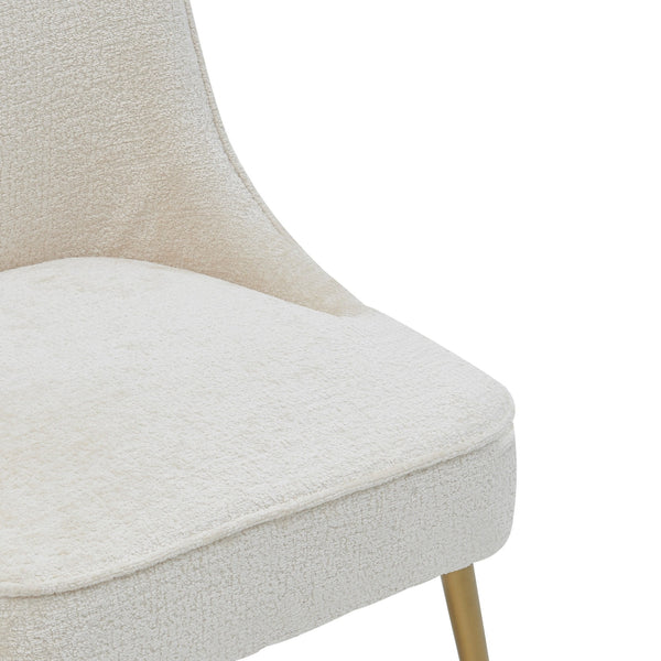 Cedric Fabric Dining Side Chair Gold Legs In Opus Cream (Set of 2)