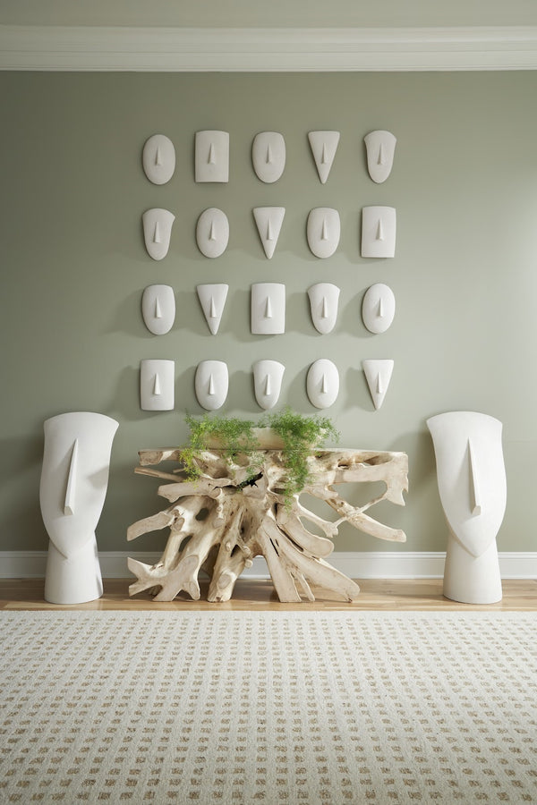 Geometric Cycladic Wall Art, Set of 5, White Stone