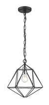 Geo 1 Light Mini Pendant in Matte Black + Chrome Finish
