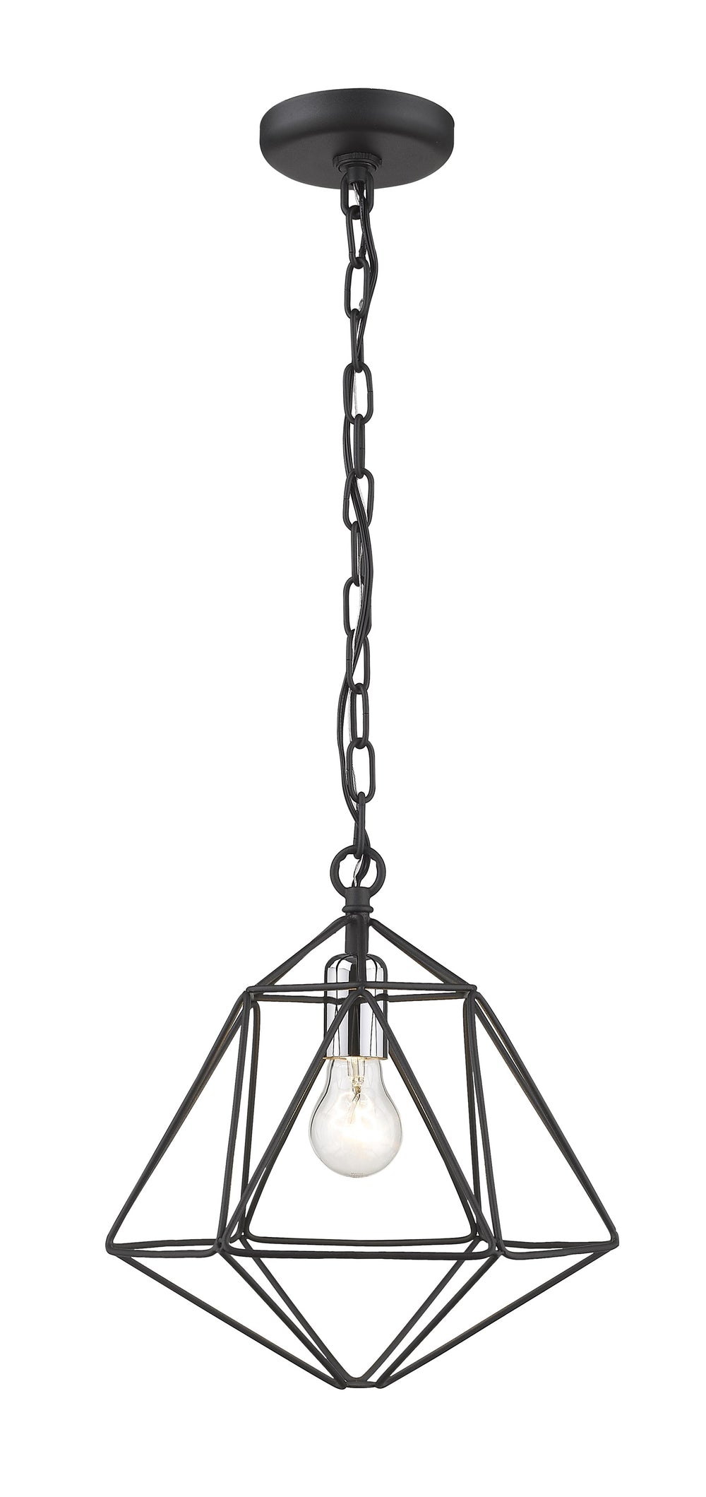 Geo 1 Light Mini Pendant in Matte Black + Chrome Finish