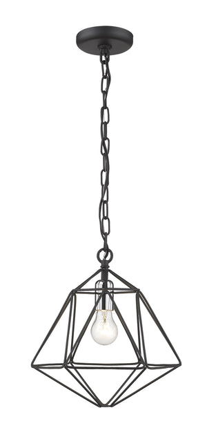 Geo 1 Light Mini Pendant in Matte Black + Chrome Finish