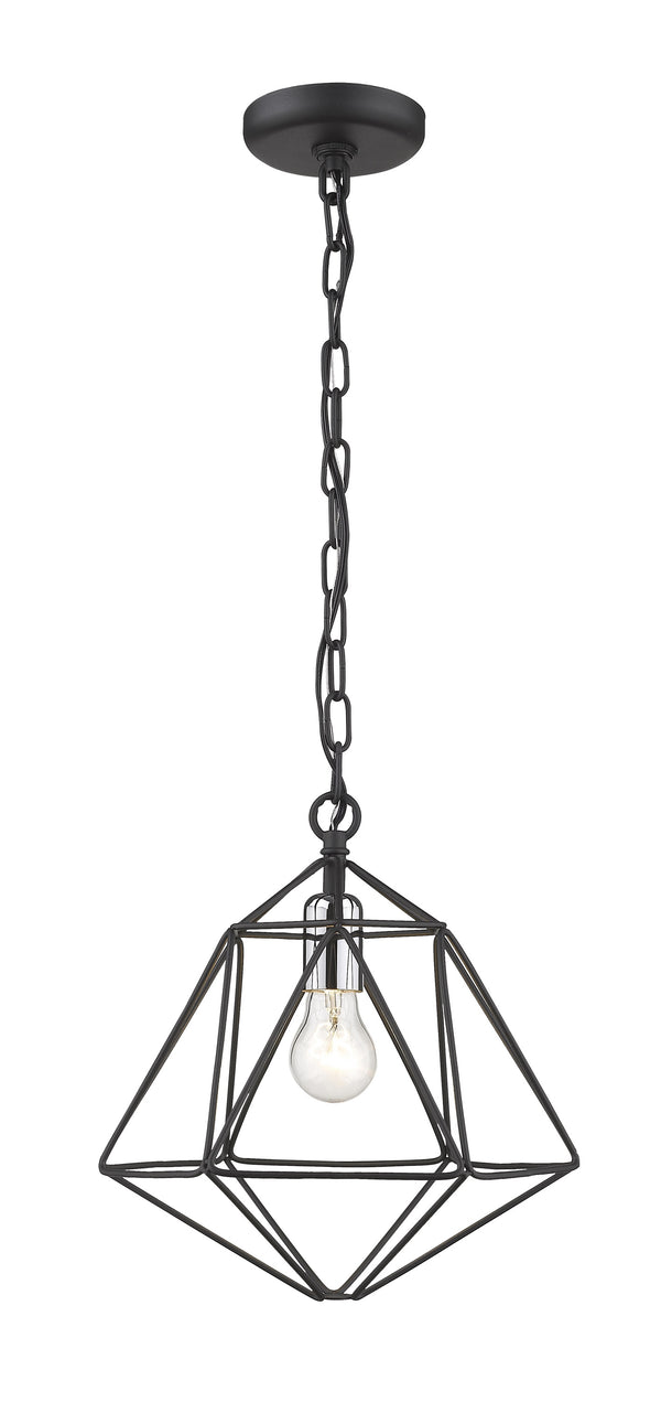 Geo 1 Light Mini Pendant in Matte Black + Chrome Finish