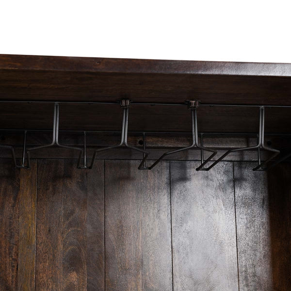 Vivienne Solid Wood Bar Cabinet - Bark Brown