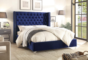 Isabel Full Bed In Navy Velvet