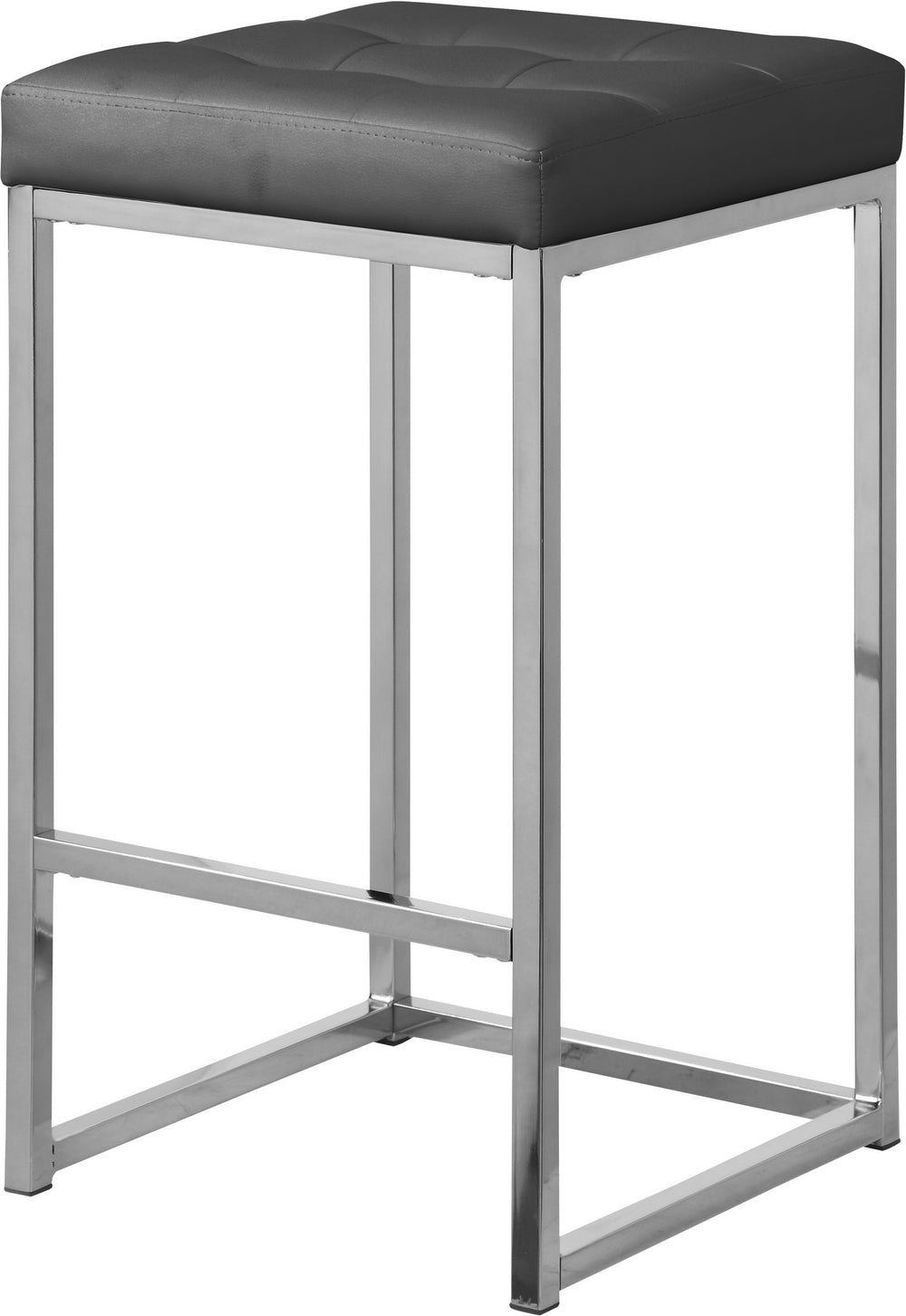 Pearl Stool In Grey Faux Leather and Chrome