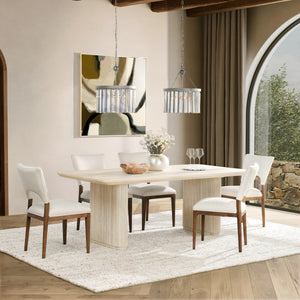 Vander Solid Wood Rectangle Dining Table, Cream Washed