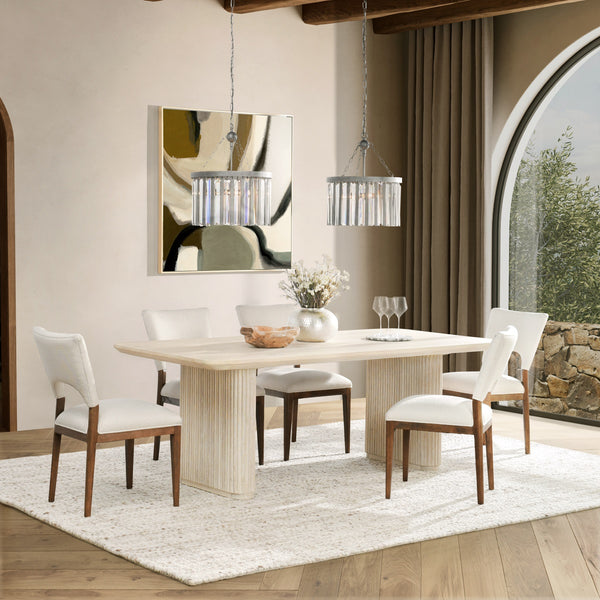 Vander Solid Wood Rectangle Dining Table, Cream Washed