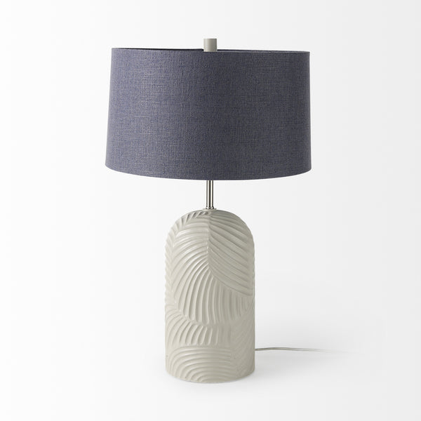 Quinn 19.0L x 19.0W x 24.6H Beige Base W/Navy Fabric Shade Table Lamp