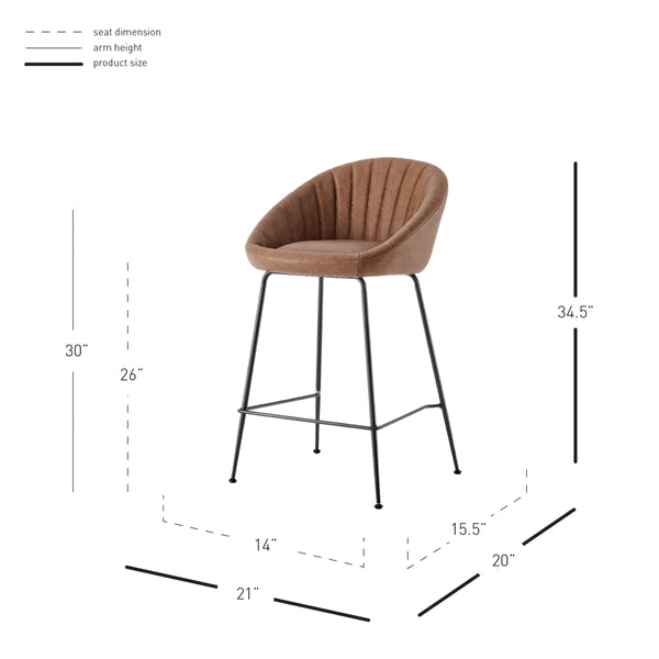 Watson KD PU Counter Stool, Umber Brown