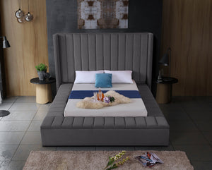 Joanne King Bed In Grey Velvet