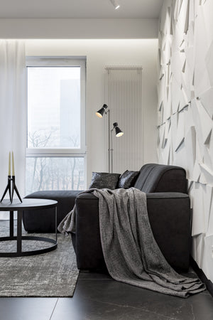 Soriano 2 Light Floor Lamp in Matte Black + Brushed Nickel Finish
