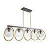 Lugano 5 Light Island Light in Black & Vintage Brass