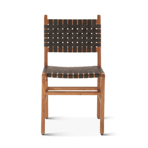 Chesapeake 19" Dining Chair, Nutmeg, Black Leather
