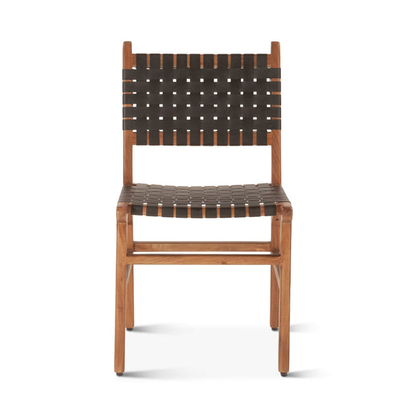 Chesapeake 19" Dining Chair, Nutmeg, Black Leather