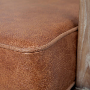 Harman II Cream Fabric and Brown Leather Seat Accent Chair