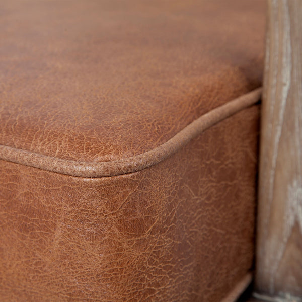 Harman II Cream Fabric and Brown Leather Seat Accent Chair
