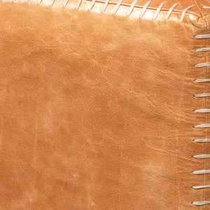 Buff Leather Ottoman, Small