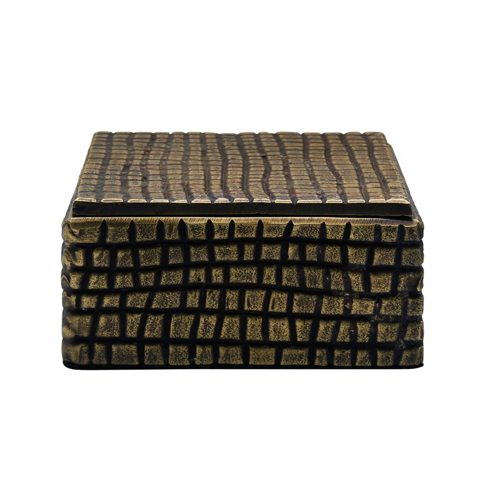LARGE BRASS ALUMINUM BOX WITH REPTILE TEXTURE