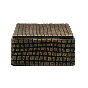 LARGE BRASS ALUMINUM BOX WITH REPTILE TEXTURE