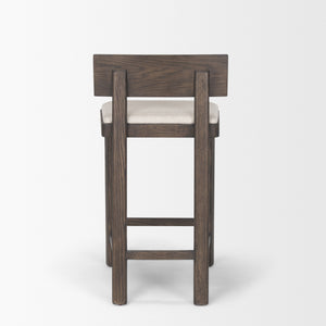 Soren Dark Brown Wood w/ Oatmeal Fabric Counter Stool