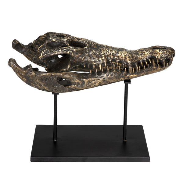 Brass Alligator On Stand, Large