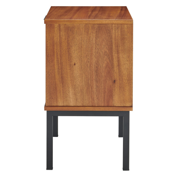 Caine Rattan Night Stand/Side Table In Brown