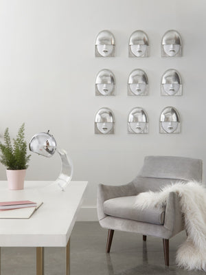Fashion Faces Wall Tiles, Silver Leaf, Set of 3