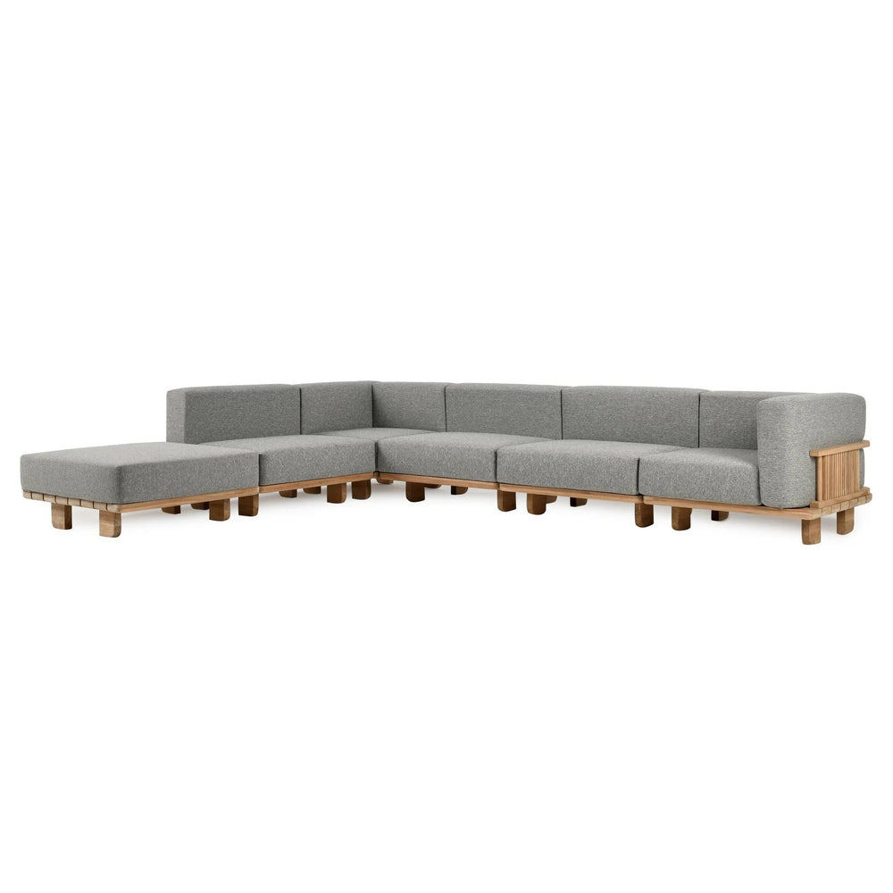 Hudson Outdoor 6pc Sectional in Natural/Gray