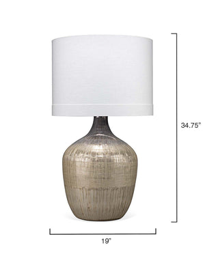 Damsle Glass Table Lamp with Linen Shade, Silver
