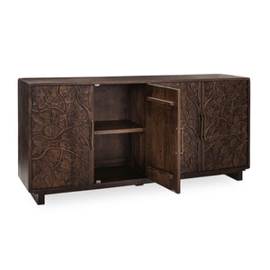 Albero Solid Wood 4-Drawer Buffet in Kona Brown
