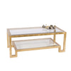 GOLD LF 2 TIER COFFEE TABLE W BVLD GLASS