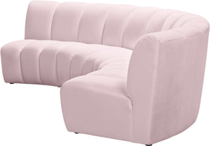 Lynda 3pc. Modular Sectional In Pink Velvet
