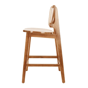 Maury Wood Counter Stool w/ Rattan, Natural