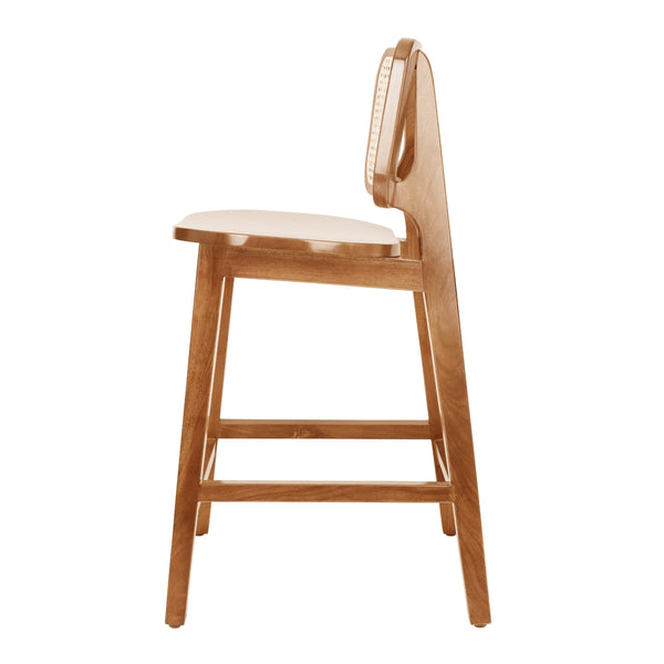 Maury Wood Counter Stool w/ Rattan, Natural