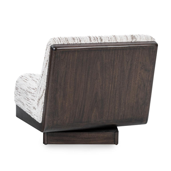 Crandall Upholstered Swivel Chair - Cocoa Cream with Tufted Backrest