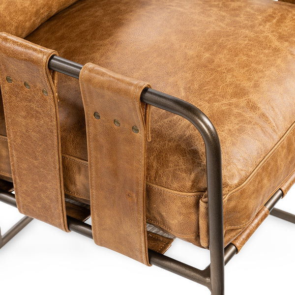 Classic Home Strapling Leather Dining Chair - Sedona Brown