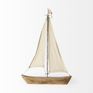 Tartane Large 22L x 2W Brown/Cream Nautical Inspired Sailboat