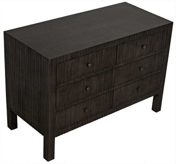 Conrad 6-Drawer Mahogany and Veneer Dresser with Brass Pulls in Pale Finish