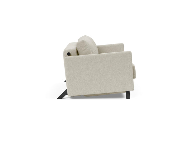 CUBED FULL SOFA BED in MIXED DANCE NATURAL FABRIC WITH Black Steel LEGS 527
