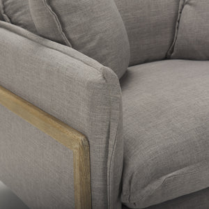 Roy II Flint Gray Upholstered and Brown Wood Frame Arm Chair