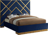 Lionel Queen Bed In Navy Velvet
