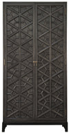Maharadscha Hutch in Pale Mahogany and Veneer with Matte Black Industrial Steel Base and Brass Pulls