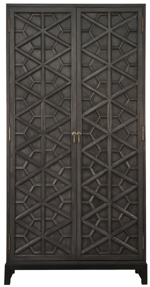 Maharadscha Hutch in Pale Mahogany and Veneer with Matte Black Industrial Steel Base and Brass Pulls