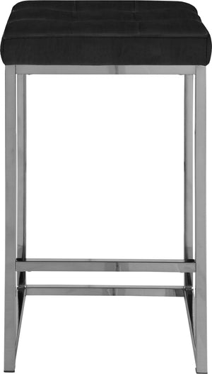 Pearl Stool In Black Velvet and Chrome